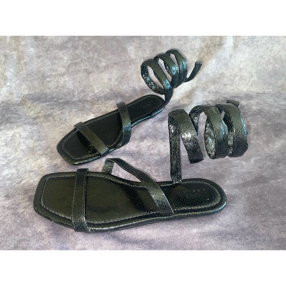 ASOS DESIGN Women’s Size 8 Black Snake Wide Fit Forcefield Flat Sandals
